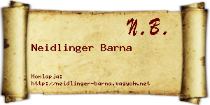 Neidlinger Barna névjegykártya